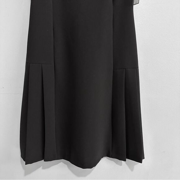 Tahari Size 2 Pleated Detail Puff Sleeves Black Juan Midi Dress NWT - Picture 3 of 11